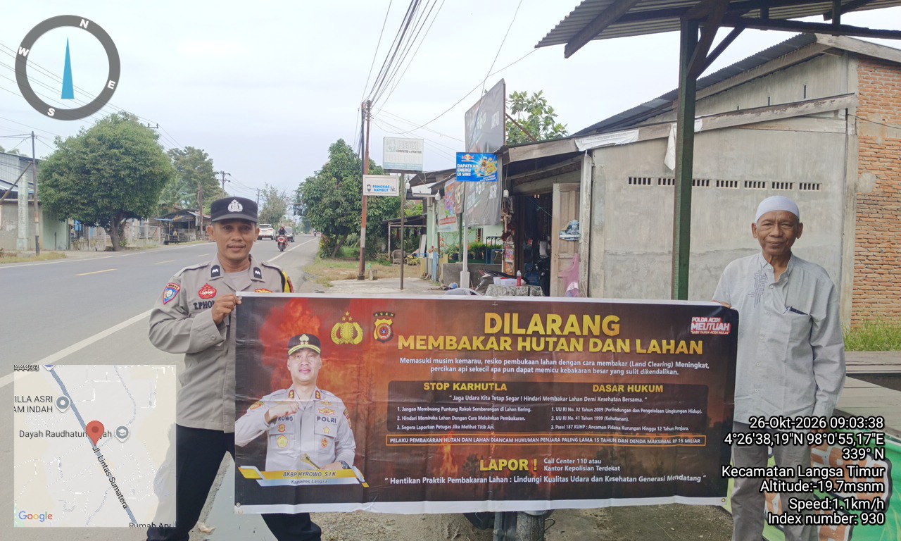 Polsek Langsa Timur Gencarkan Patroli Karhutla Di Desa Alue Pineung